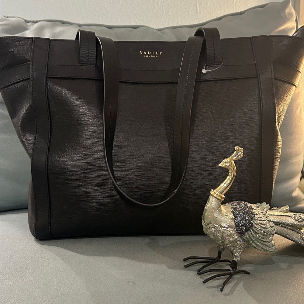 💕RADLEY LONDON Derby Street Large Zip top Saffiano Leather Tote -Black -NWOT